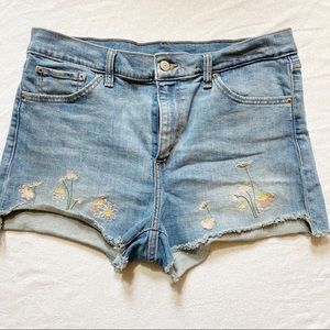 Levi’s High Rise Embroidered Denim Shorts